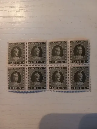 N.8 Marca da Bollo Lire 5 Italia Vintage francobol