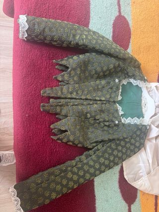 Corpiño Fallera Manga Larga Brocado Verde