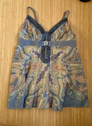 Top Y2K colorido sin mangas pedrería