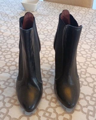 Botines piel y elástico negros T 37