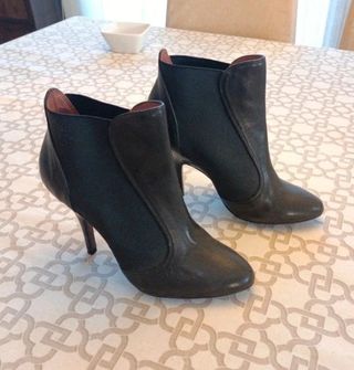 Botines piel y elástico negros T 37