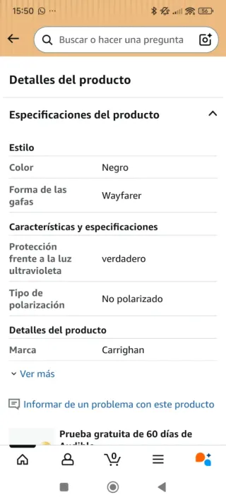 Gafas de sol Carrighan Wayfarer Negras