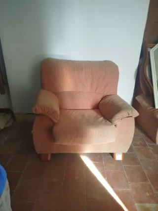 Sillón individual tela naranja/rosa