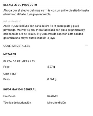 Anillo Tous Flor y Oso Dorado