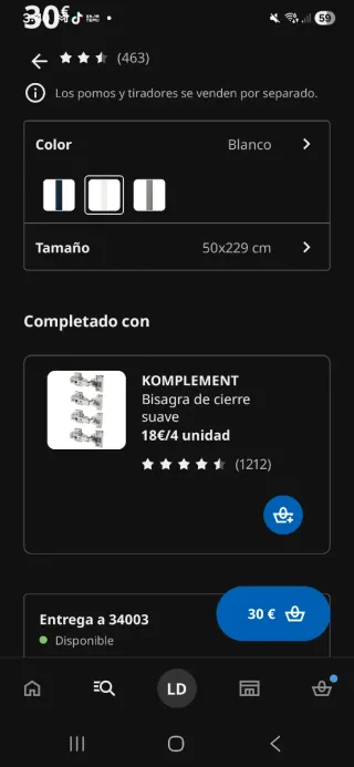 4 Puertas PAX Grimo Ikea 50x229cm