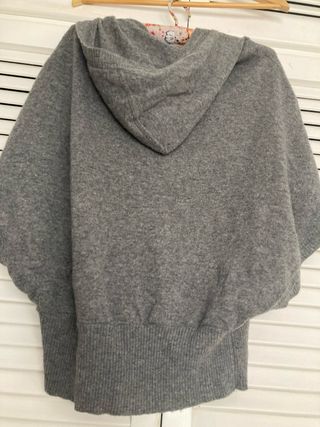 Zara Top Gris Sin Mangas con Capucha Talla M, over