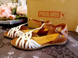Sandalias Pikolinos Talla 38 Marrón/Blanco