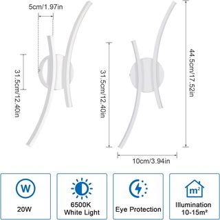 Aplique de pared LED 2 Piezas, 20W, 2250LM