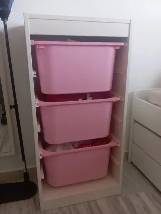 Mueble Juguetero Ikea 3 Cestas Rosas