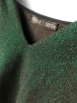 Top fiesta Zara brillo verde talla XS