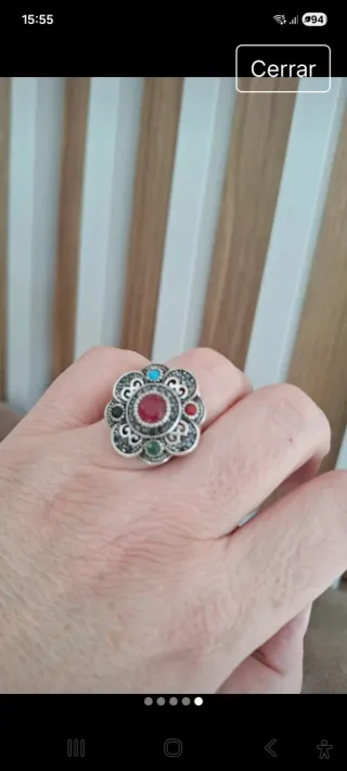 Anillo plata con piedras multicolor