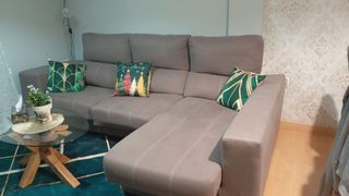 Sofá chaise longue marrón tela