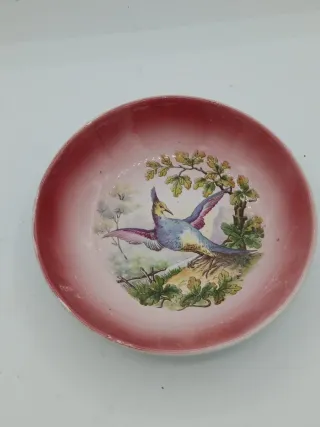 Piattino vintage ceramica Laveno uccello