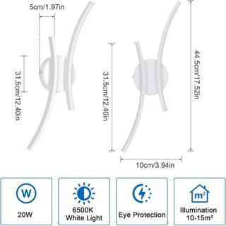 Aplique de pared LED 2 Piezas, 20W, 2250LM