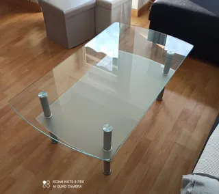 Mesa de centro cristal y metal