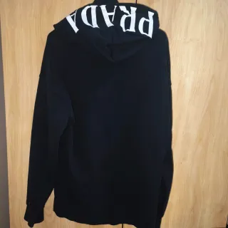 Felpa Prada Nera con Logo sul cappuccio size L
