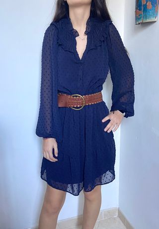 Vestido Naf Naf azul gasa