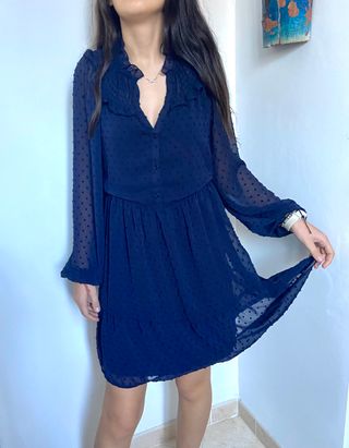 Vestido Naf Naf azul gasa