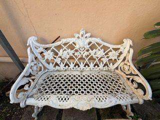 Conjunto Terraza Mesa, Sillas y Sofá Hierro Blanco