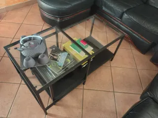 Divano angolare in vera pelle e radica 7 posti