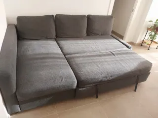 Sofá Chaise Longue Ikea Gris Tela