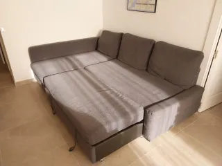 Sofá Chaise Longue Ikea Gris Tela