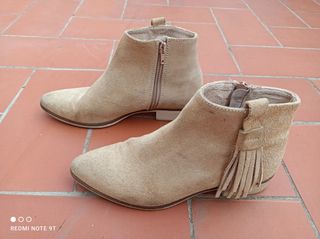 Botines ante camel T37 flecos