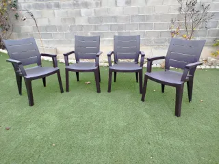 Pack 4 Sillas Exterior Apilables Marrón