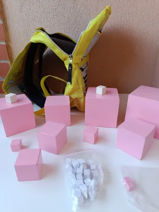 Kit Montessori Bloques Madera Rosa