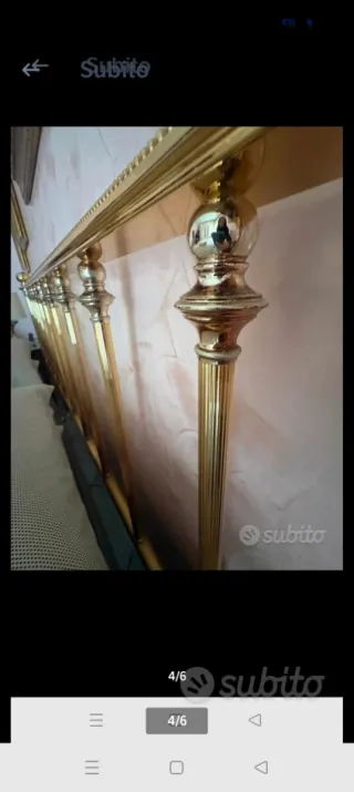 Letto matrimoniale King size in ottone bagno oro.