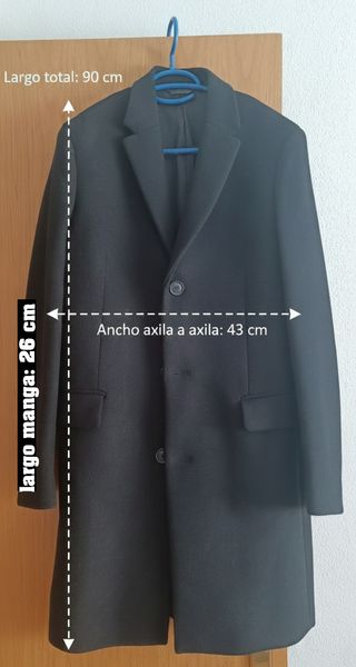 Abrigo largo lana negro hombre Talla XS