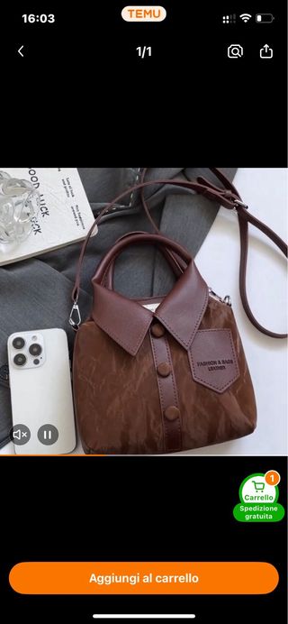 Borsa Shirt Design Mano/Tracolla Marrone