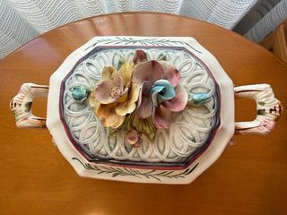 Sopera vintage porcelana decorada flores
