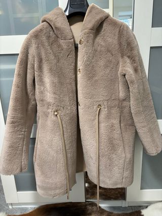 Abrigo reversible mujer beige/marrón