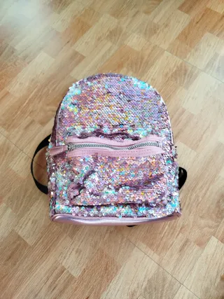 Mochila lentejuelas rosa y multicolor