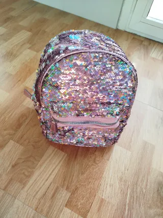 Mochila lentejuelas rosa y multicolor