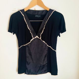 Top Y2K Zara negro bordado