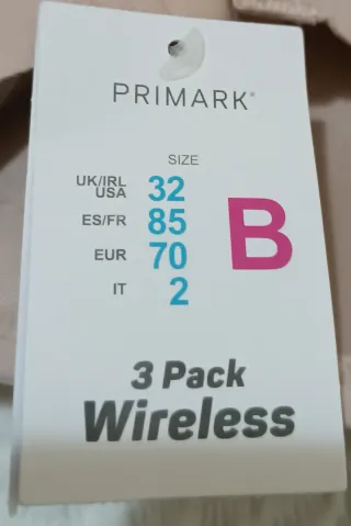 Pack 3 Sujetadores Primark 85B Negro Blanco Beige.