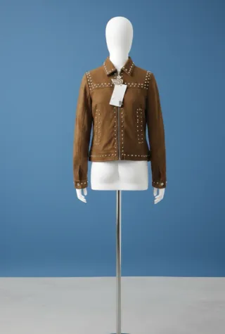 Chaqueta marrón mujer con tachuelas (talla S/36)