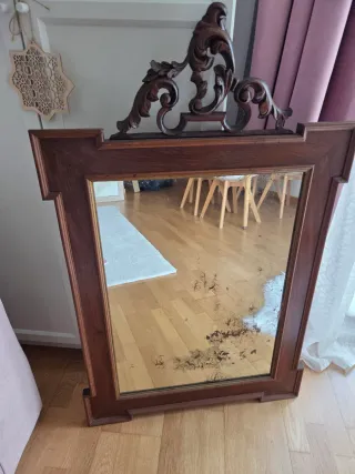 Espejo Vintage Caoba Adornos Tallados