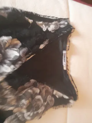 Vestido floral negro y blanco T.38