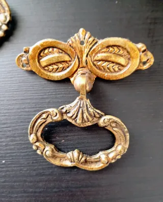 Maniglie vintage in metallo dorato 1960 (5 pz)