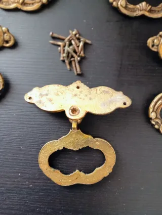 Maniglie vintage in metallo dorato 1960 (5 pz)