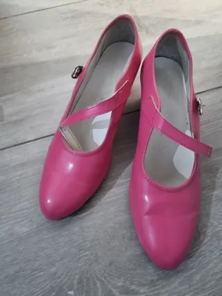 Zapatos Flamenca Tacon Rosa fucsia