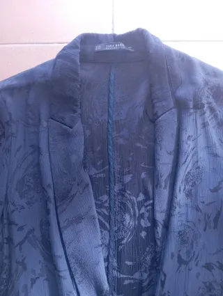 Blazer azul marino floral mujer Zara