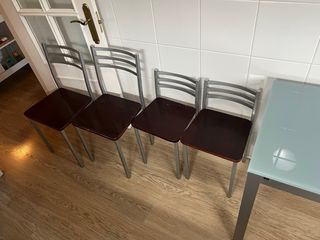 Mesa de cocina cristal y metal