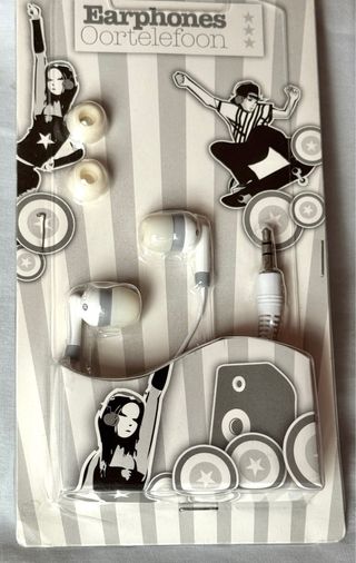 Auriculares Oortelefoon grises y blancos