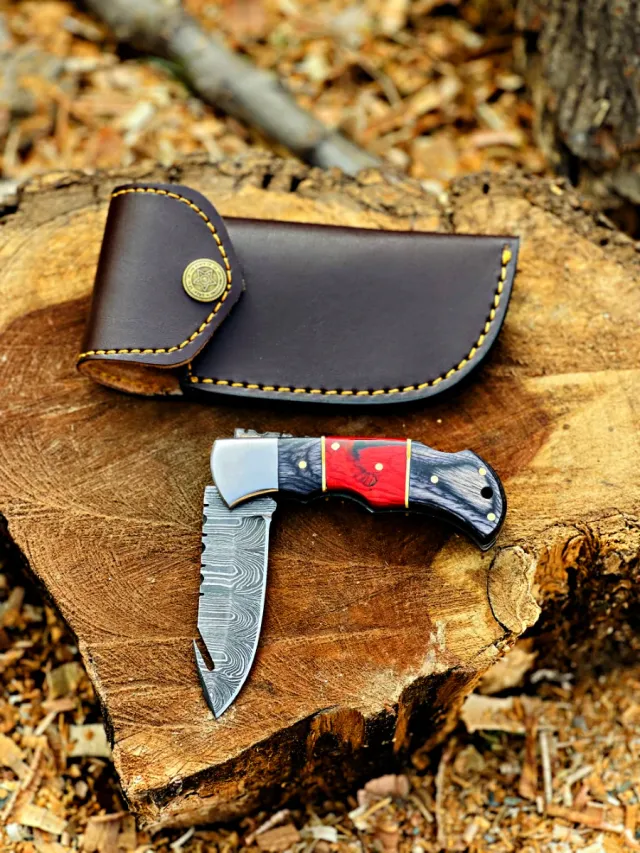 Cuchillo Damasco Artesanal con Funda Cuero