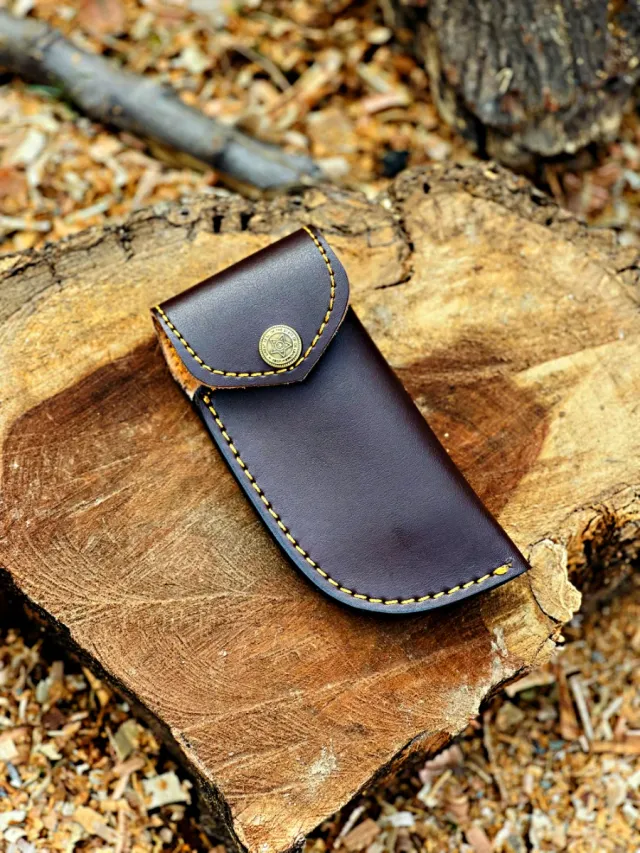 Cuchillo Damasco Artesanal con Funda Cuero