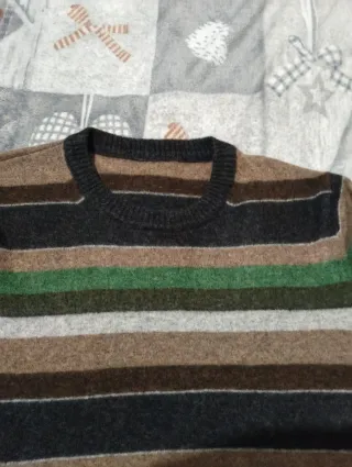 Pullover uomo righe marrone verde